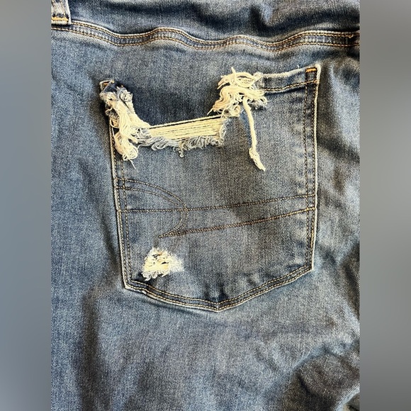 American Eagle Next Level Stretch Hi-Rise Jegging Distressed Blue Jeans 18 Short - Picture 14 of 16